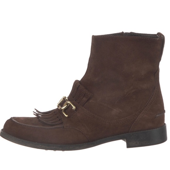 Tod’s Women's Dark Brown Scarpa Donna Suede Stivaletto Combat Boots Size 35 - Picture 3 of 10